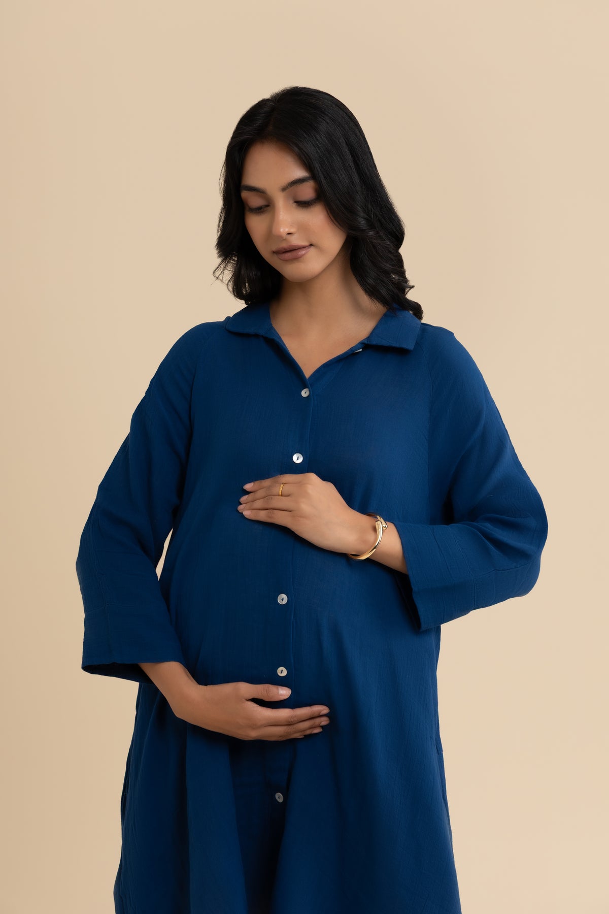 The Midnight Dress – Deep blue cotton dress, view 2