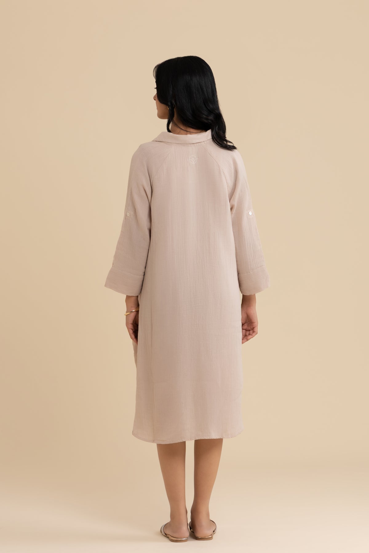 The Signature Dress – Beige cotton dress, view 8