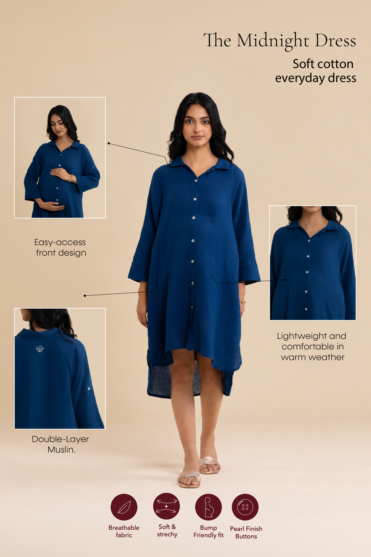 The Midnight Dress – cotton dress, view 3