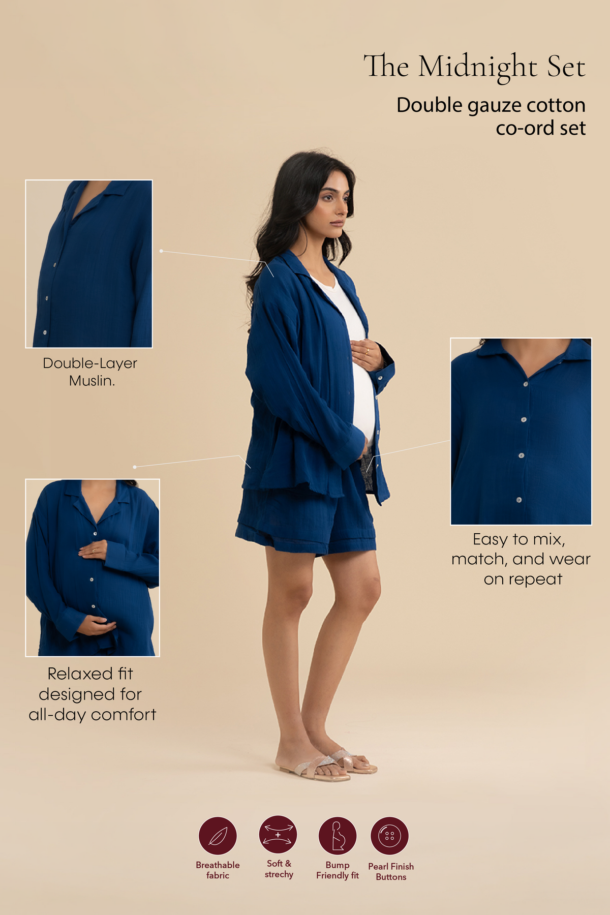 The Midnight Set – cotton double gauze co-ord set, view 4