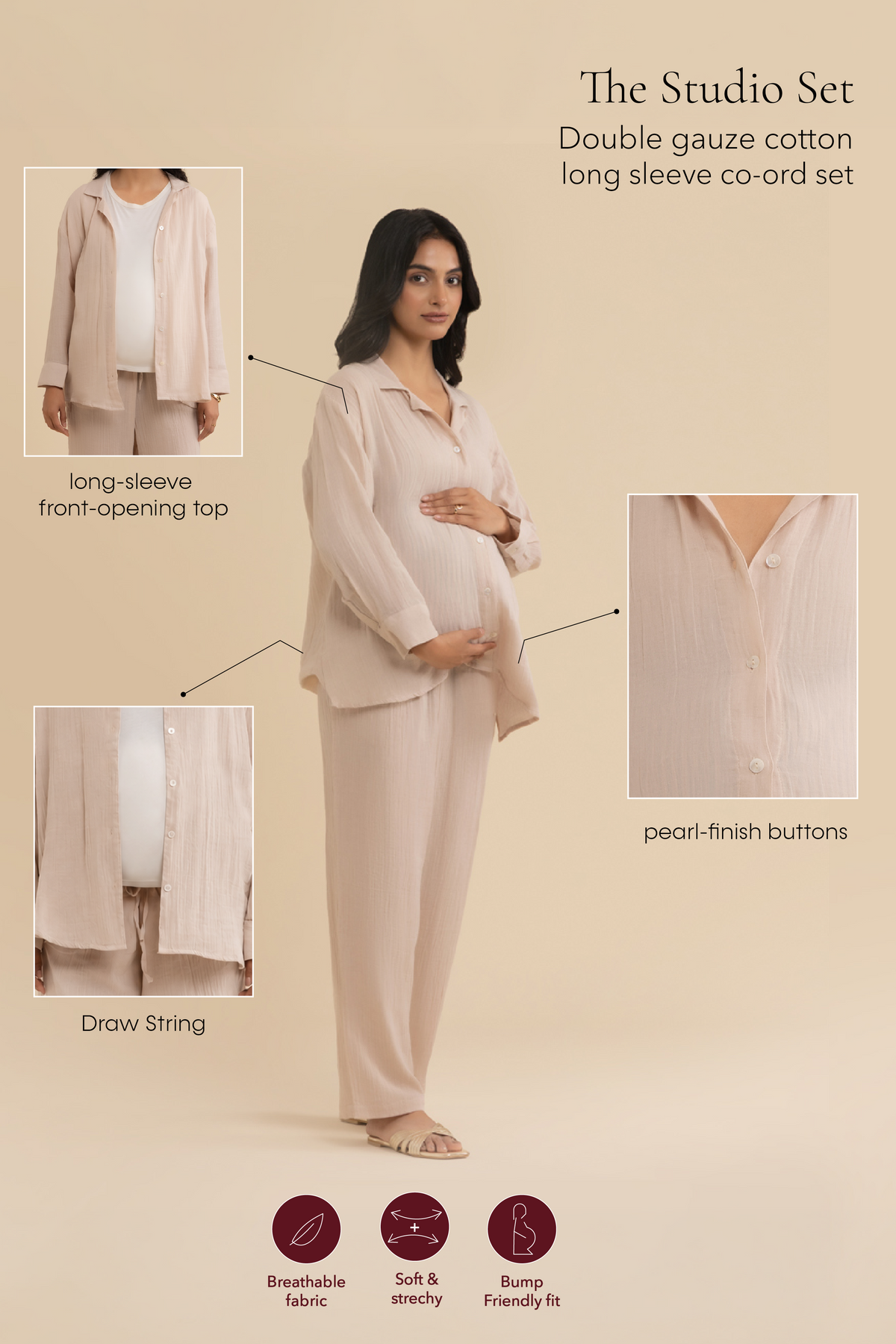 The Studio Set – cotton double gauze co-ord set, view 3
